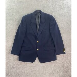 Vintage LL Bean Blazer Mens 45 Blue Polyester Gold Button Performance Sport Coat